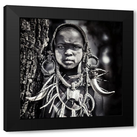 Enigma Black Modern Wood Framed Art Print by Flour, Piet