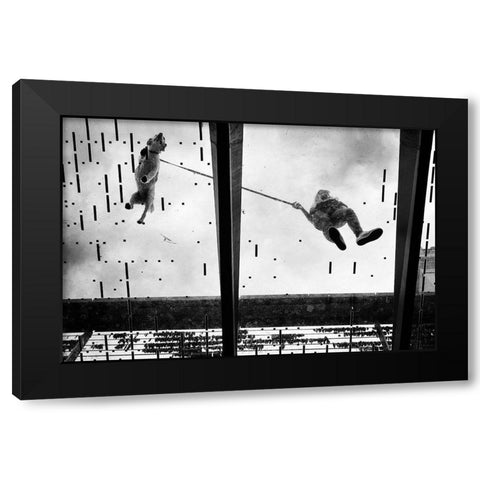 Bridge Of Love Black Modern Wood Framed Art Print with Double Matting by Bizjak, Jurij
