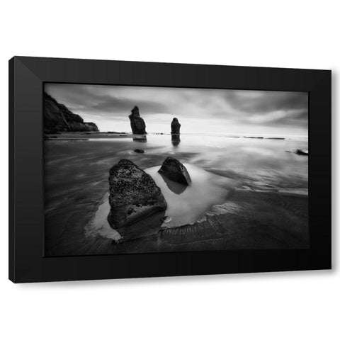 Three Sisters Beach Black Modern Wood Framed Art Print with Double Matting by Zhang, Yan