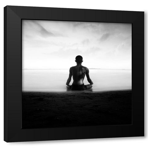 Meditasi Black Modern Wood Framed Art Print by Alrasyid, Ajie
