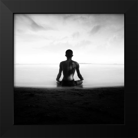 Meditasi Black Modern Wood Framed Art Print by Alrasyid, Ajie