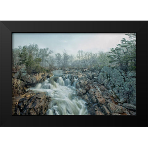 Dawn At Middle Falls Black Modern Wood Framed Art Print by Walker, Fred