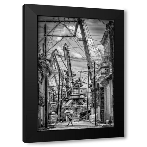 Umbrella Black Modern Wood Framed Art Print with Double Matting by Bauer, Andreas