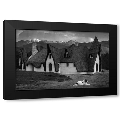 Fantasy Cob Castle From Transylvania Black Modern Wood Framed Art Print by Vasiu, Sebastian