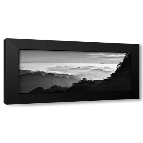 Sanqing Mountain Sunrise Black Modern Wood Framed Art Print by Xu, Mei