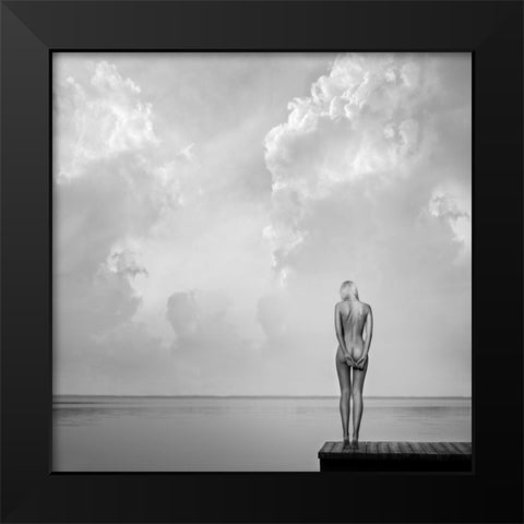 Qechospaceq Black Modern Wood Framed Art Print by Stefanovicius, Paulius