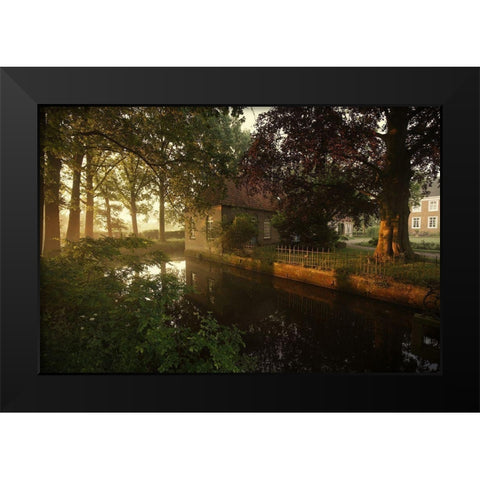 Golden Wake Up Black Modern Wood Framed Art Print by Croce, Vincent
