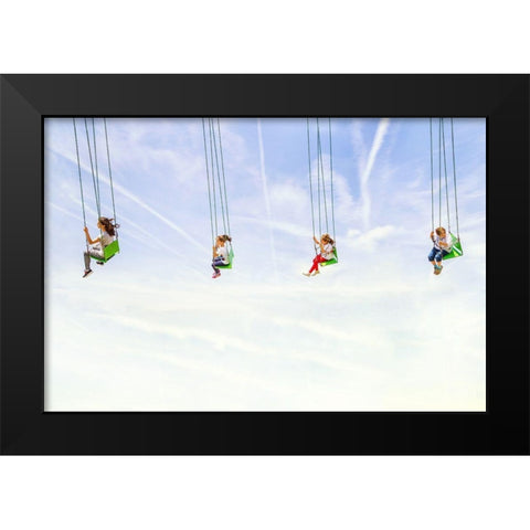 Heads In The Clouds! Black Modern Wood Framed Art Print by Cinteza, Marius