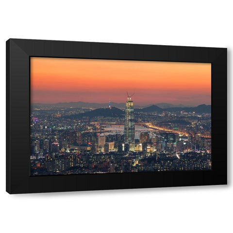 Seoul In The Republic Of Korea Black Modern Wood Framed Art Print by Her, Heung-Mu