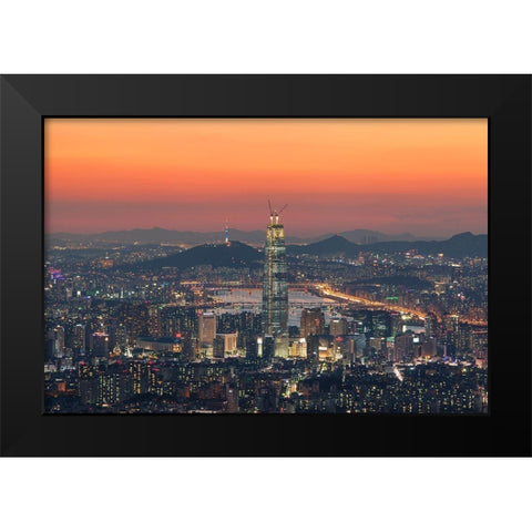 Seoul In The Republic Of Korea Black Modern Wood Framed Art Print by Her, Heung-Mu