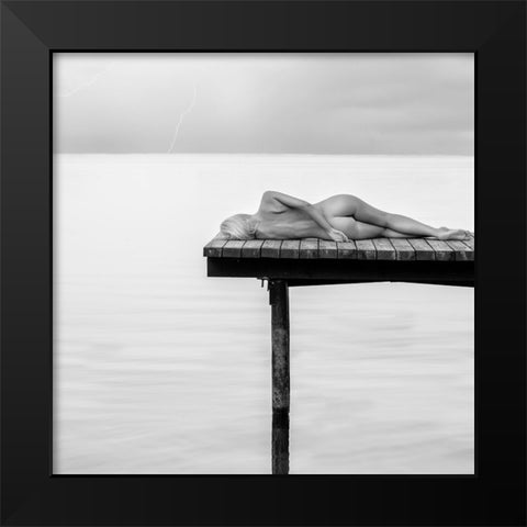 Qspilling Linesq Black Modern Wood Framed Art Print by Stefanovicius, Paulius