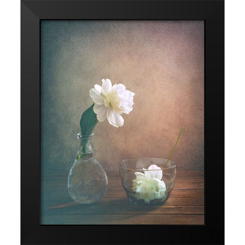 Two Peonies Black Modern Wood Framed Art Print by Pan, Sophie