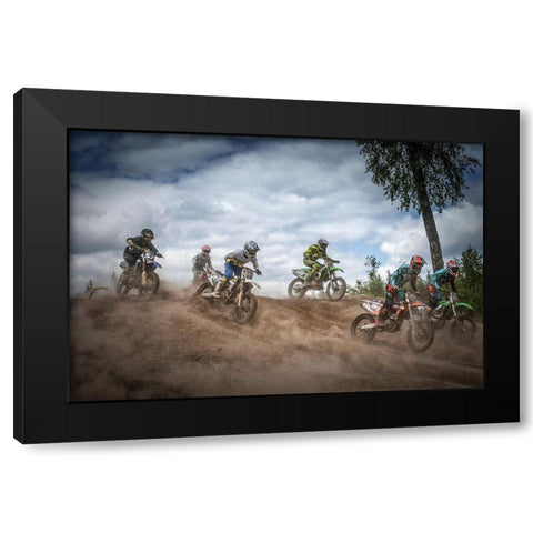 Swedish Championships In Motocross 2016 Black Modern Wood Framed Art Print with Double Matting by Pettersson, Benny