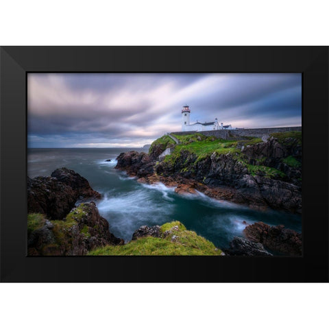 Fanad Head Lighthouse Black Modern Wood Framed Art Print by Gastager, Daniel