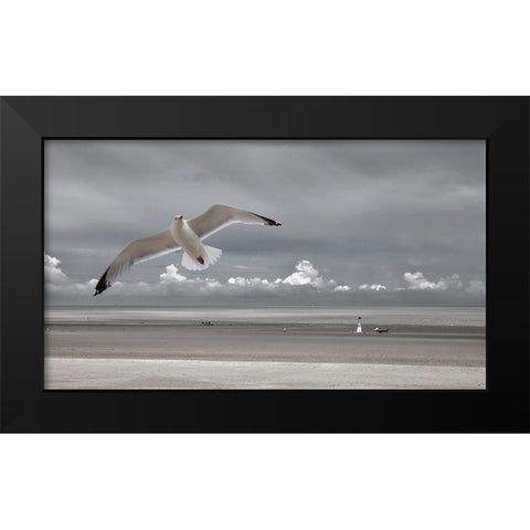 Seaside Mood Black Modern Wood Framed Art Print by Depaepe, Yvette