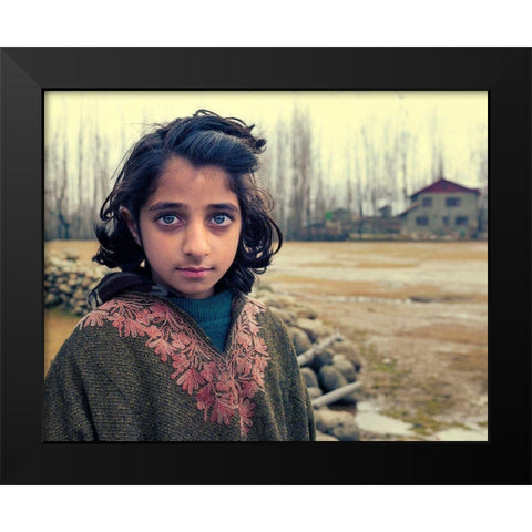 Kashmiri Girl Black Modern Wood Framed Art Print by Al Farsi, Haitham