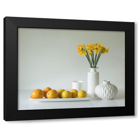 Jonquils And Citrus Black Modern Wood Framed Art Print by Hammer, Jacqueline