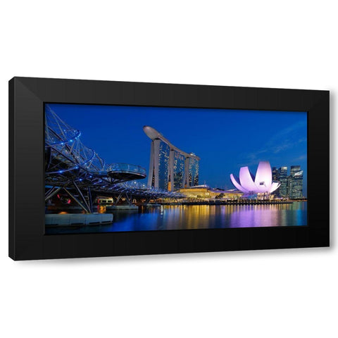 Marina Sands Bay - Blue Hour Black Modern Wood Framed Art Print with Double Matting by Gavra, Assaf