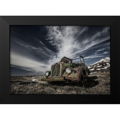 The Old Russian Jeep Black Modern Wood Framed Art Print by Ingibergsson, Bragi