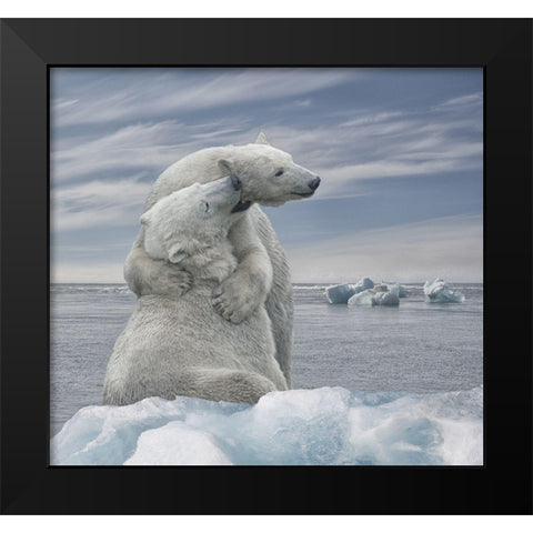 The Big Hug Black Modern Wood Framed Art Print by Heylen, Rene