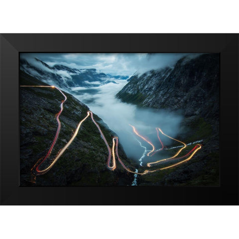 Trollstigen Black Modern Wood Framed Art Print by Schaarschmidt, Christoph