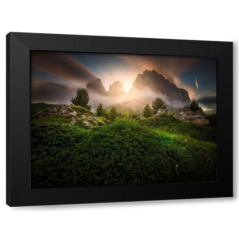 Dolomia Sunset Black Modern Wood Framed Art Print with Double Matting by Rebustini, Luca
