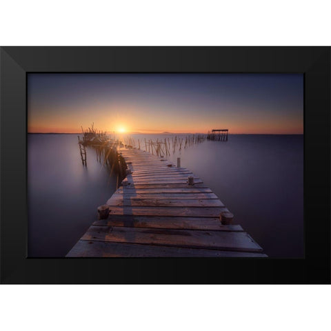 The Last Dock Black Modern Wood Framed Art Print by Ferrero, Ivan