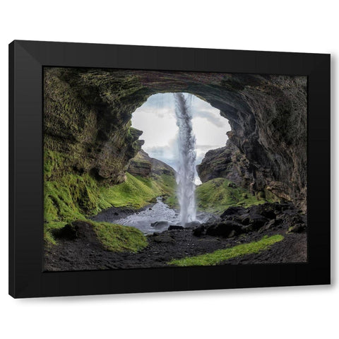 Hidden Waterfall Black Modern Wood Framed Art Print with Double Matting by Kort, Bragi