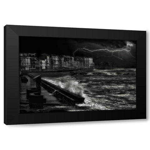 Dark Stormy Evening In Normandy Black Modern Wood Framed Art Print with Double Matting by Depaepe, Yvette