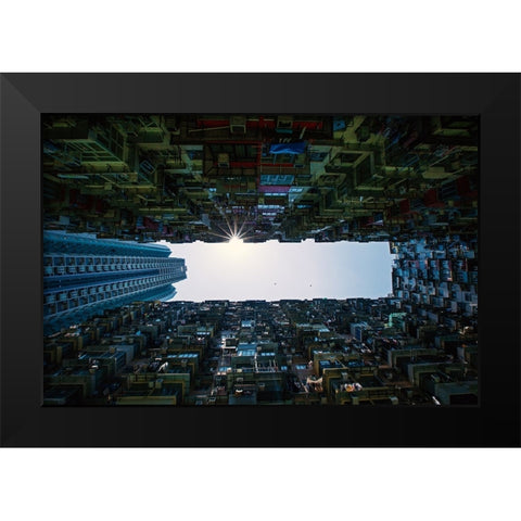 Yick Cheong Building Black Modern Wood Framed Art Print by Her, Heung-mu
