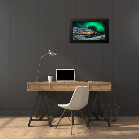 Over The Mountain Black Modern Wood Framed Art Print by Zhu, Jingshu