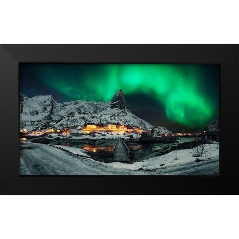 Over The Mountain Black Modern Wood Framed Art Print by Zhu, Jingshu