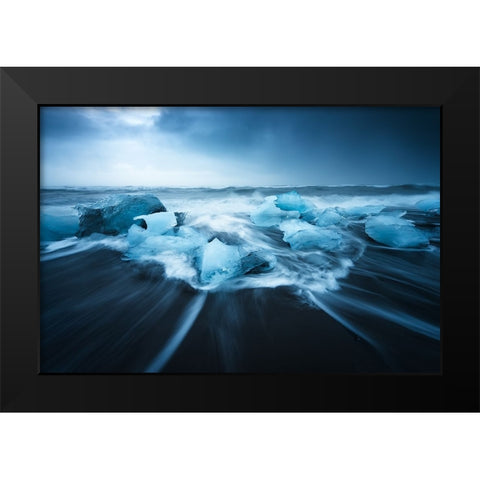 Blue Ice Black Modern Wood Framed Art Print by Martin Castan, David