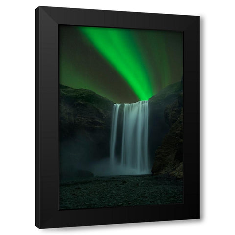 Skogafoss Black Modern Wood Framed Art Print by Zhu, Jingshu