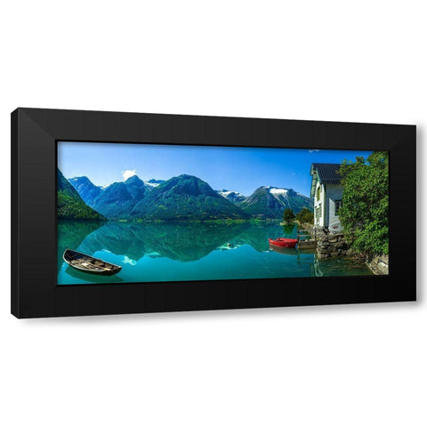 The Glacier Lake Black Modern Wood Framed Art Print with Double Matting by Olsen, Christer