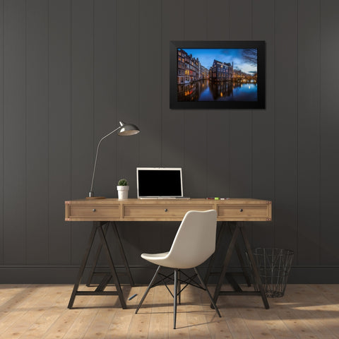 Blue Amsterdam Black Modern Wood Framed Art Print by Gamito, Clara