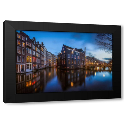 Blue Amsterdam Black Modern Wood Framed Art Print by Gamito, Clara
