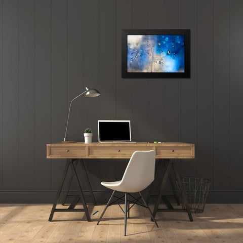 Blue Rain Black Modern Wood Framed Art Print by Westum, Heidi