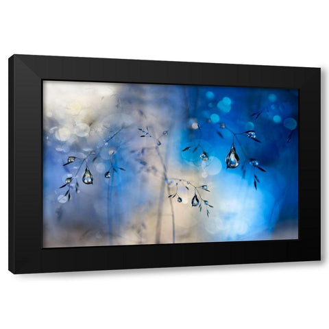 Blue Rain Black Modern Wood Framed Art Print by Westum, Heidi