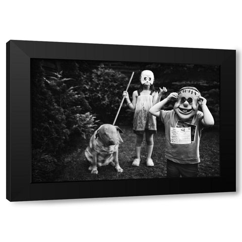 Zombies Hunting Black Modern Wood Framed Art Print by Strzelecka, Monika