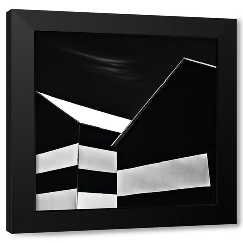 Bw Beach Huts Black Modern Wood Framed Art Print by Claes, Gilbert