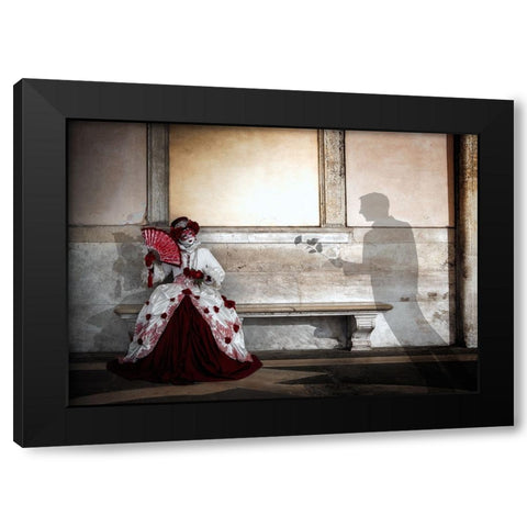 A Touch Of Romance Black Modern Wood Framed Art Print with Double Matting by Doyle, Renee
