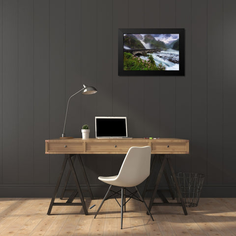 Laytefossen Black Modern Wood Framed Art Print by Bjorkqvist, Arvid