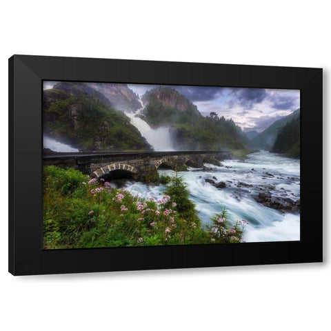 Laytefossen Black Modern Wood Framed Art Print by Bjorkqvist, Arvid