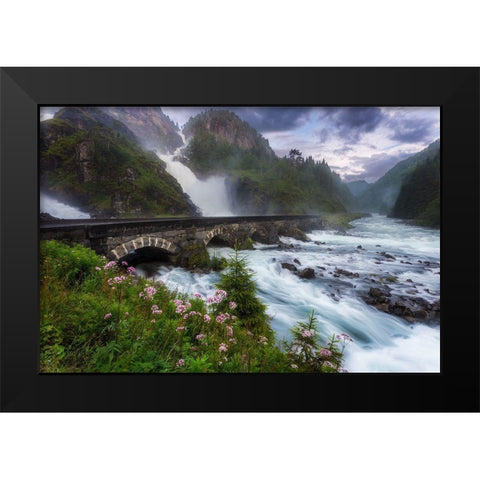 Laytefossen Black Modern Wood Framed Art Print by Bjorkqvist, Arvid