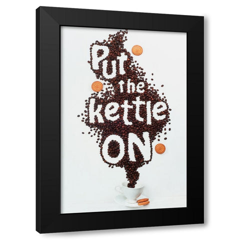 Put The Kettle On! Black Modern Wood Framed Art Print by Belenko, Dina