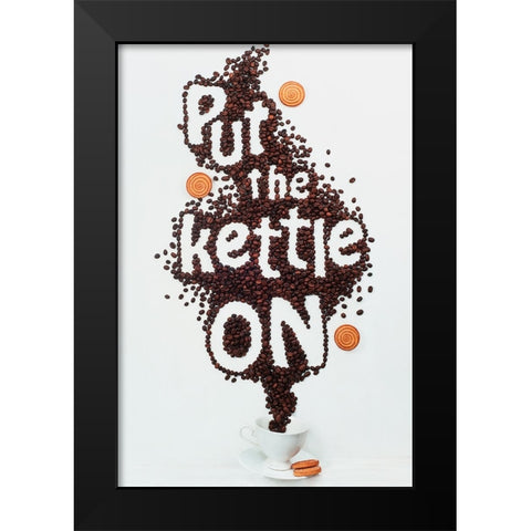 Put The Kettle On! Black Modern Wood Framed Art Print by Belenko, Dina