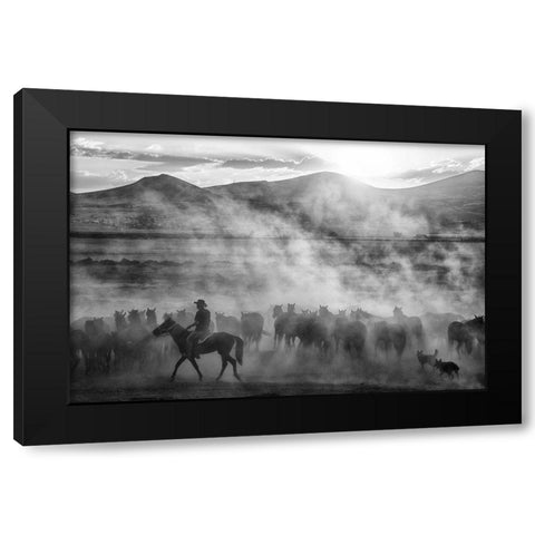 Rider On The Roll Black Modern Wood Framed Art Print with Double Matting by Aumitcanan