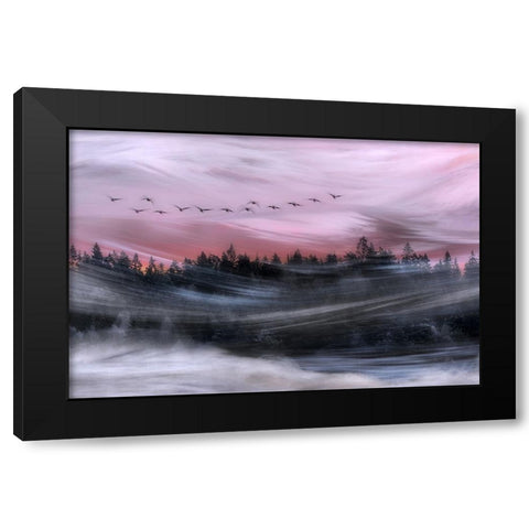 Leaving At Dawn Black Modern Wood Framed Art Print with Double Matting by Emanuelson, Bjorn