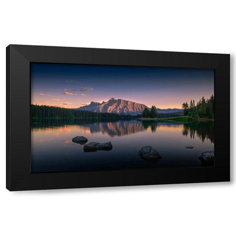 Serenity Black Modern Wood Framed Art Print with Double Matting by Dai, Wei